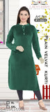 Winter Kurtis,Velvet kurti for ladies,Winter Kurtis For Ladies,Green Winter Kurti