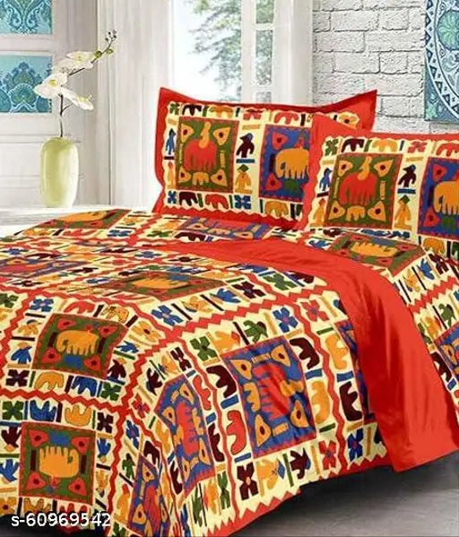 Cotton Jaipuri Double Bed Bedsheet with 2 Pillow Cover