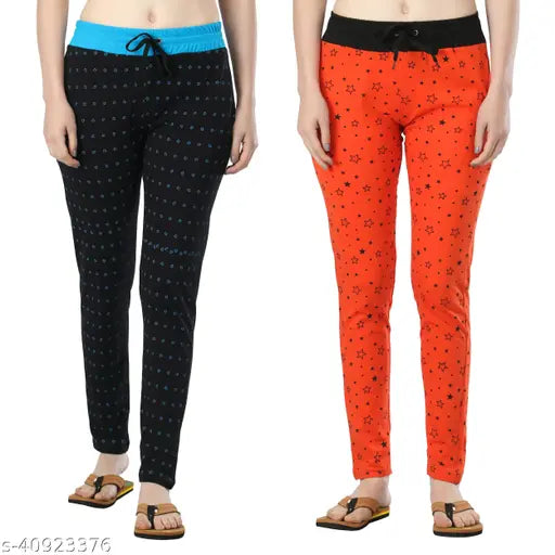 Women Printed Multicolor Track Pants (Pack of 2)