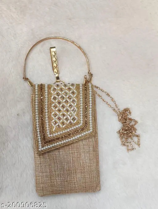 FANCY PARTYWEAR HANDWORK MOBILE COVER SLING SAREE POUCH HAND HELD PURSE WITH HANDLE/CHAIN/CLIP