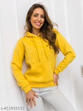 Lazychunks Women Regular Fit Solid Colour Comy Hooded Sweatshirts