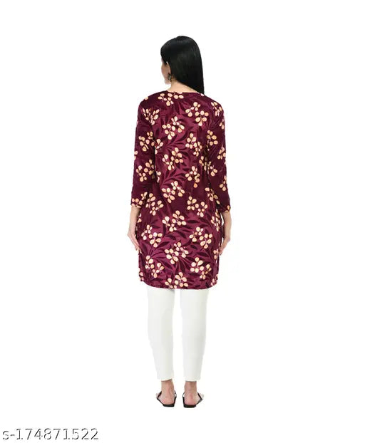 KAVYA Women Digital Printed Velvet Warm Kurtis for Winters [Pack of 1]