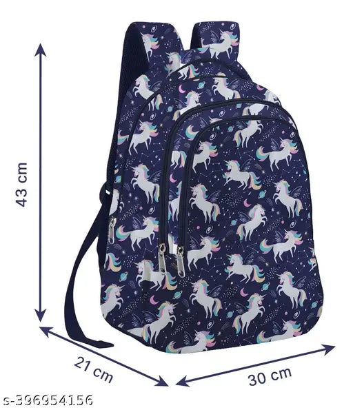 Frantic Polyester 26 L School Backpack With Pencil School Bag Class 1 to 8 Daypack(RR_Blue_Flying_Unicorn_2024_A)