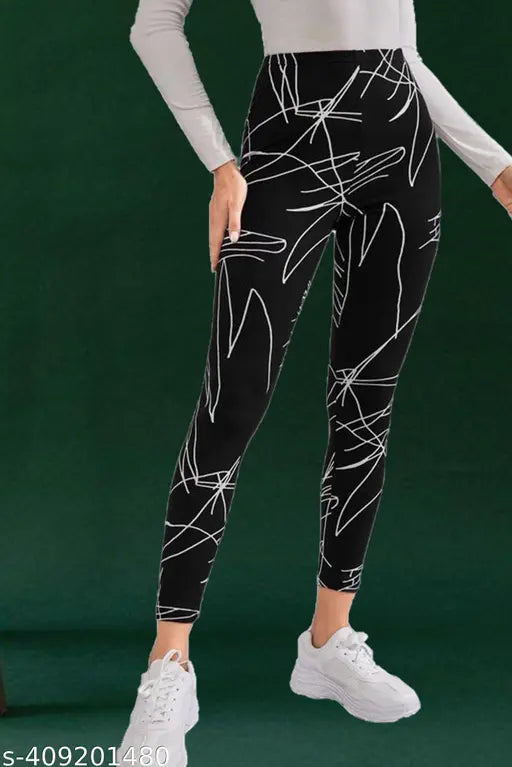 DTR Fashion Women's Abstract Black Jeggings