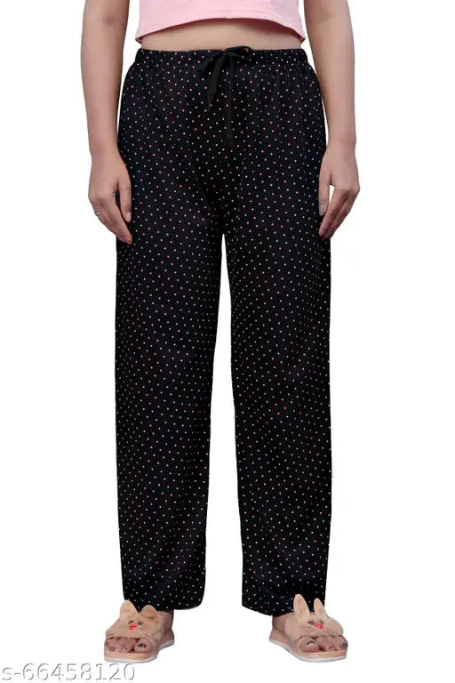 Women's Small Dot Printed Pyjama For Night Wear And Lounge Wear(Size:-S To 3XL)