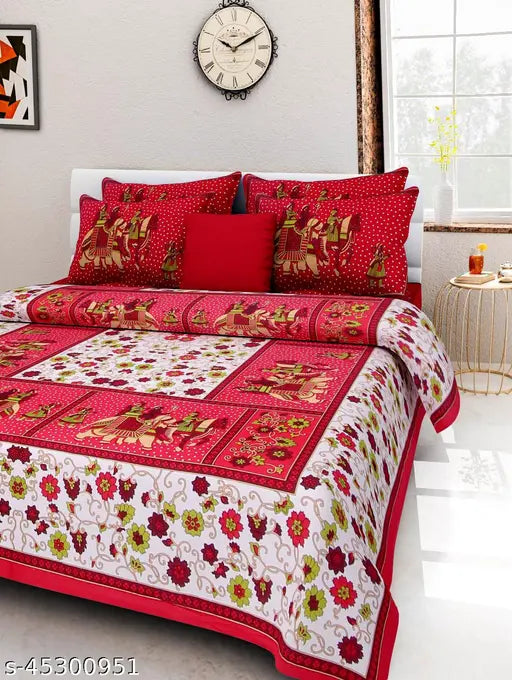 Jaipuri Bedsheet Combo Pack 2 Jaipuri Trendy Bedsheet pack with 4 Pillow Cover