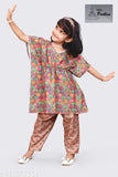 girl cotton kaftan top and pant tunic kurti soft material nice look for girl very good product low price|Trendy Girl's Kurti and Pant Set|Kaftan Pent And Kurti Set|Stylish Kurti And Pent Set For Girls|