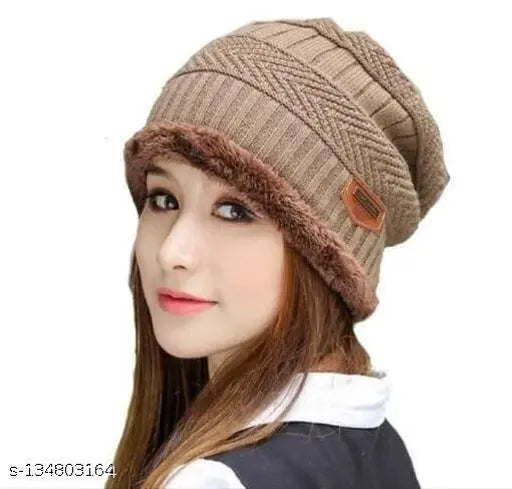 ultra soft unisex woolen beanie cap for men women girl boy-warm,snow proof(free size)