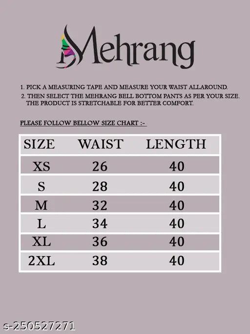 Mehrang Cotton Blend Parallel Trouser Pants Regular fit, Bell Bottom Pants for Women