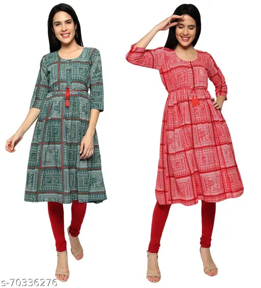 Kashvi Attractive Cotton Anarkali Kurtis For Women