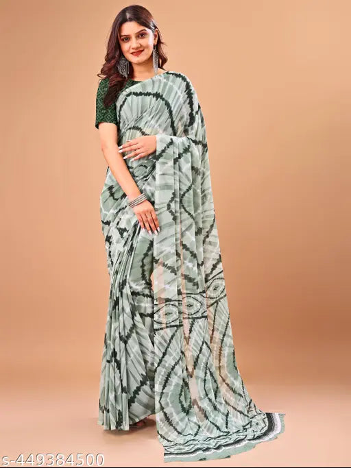 Leelavati Attractive Design Printed daily wear Chiffon saree