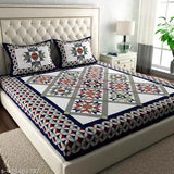 Rajasthani 100% Jaipuri Cotton King Size Double Bedsheet With 2 Pillow Covers