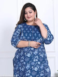 VINI Plus Size Women Printed Pure Cotton Straight Kurta