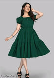 Pretty partywear women dress (BOTTLE GREEN)