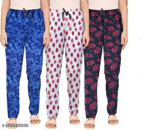 US Trendz Women & Girls Track Pant Lower Pajama Cotton Printed Lounge Wear Soft Cotton Night Wear Pajama combo pack of 3