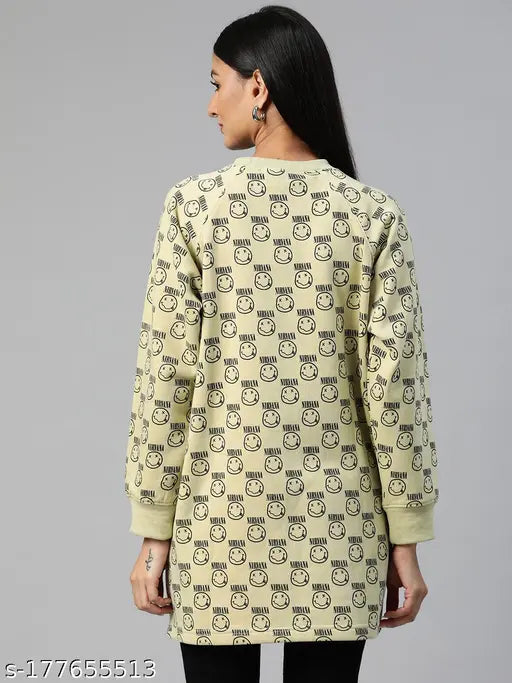 Laabha Women Lime Green Printed Sweatshirt