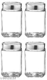 Cube Glass Jar Canister Storage Container Airtight Lid Buckle Kitchen 300ml Set of 6