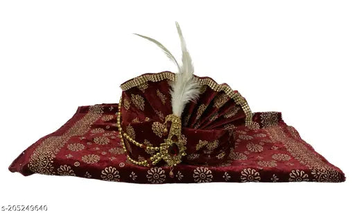 Acquire Trend Fancy Traditionol Dullha Pagdi With Stall combo for Wedding Kalangi/sehra/safa for Groom Red(combo)Caps