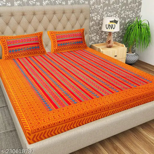 100% Cotton Couble Bed Bedsheet with 2 Pillow Cover