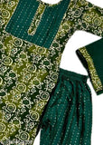 Kids kurti garara set dark green