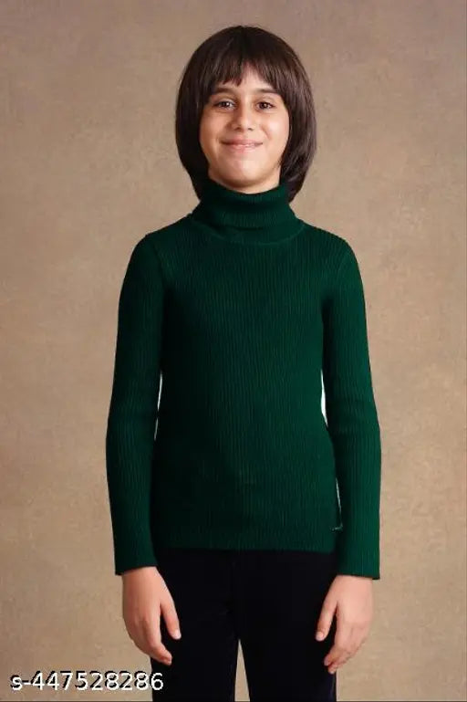 WOOLEN DARK GREEN KIDS SWEATER/HIGHNECK/TURTLE NECK/SKIVI FOR GIRLS AND BOYS