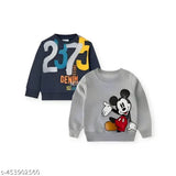 Baby Boys Sweatshirt & Girls Sweatshirt Full Sleeve (Gray & Blue) Pack of-2