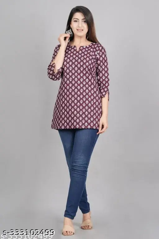 Women's jaipuri cottan Printed Short Kurtis