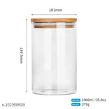 VRS MALL Wooden Lid Glass Jar for Storage, Spice(Masalas),Tea,Coffee,Kitchen Storage Container (1000 ml) pack of 3 pcs