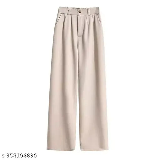 Pleated button Baggy back to office pants-Beige Pleated button Baggy back to office pants-Beige