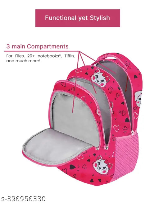 Frantic Polyester 26 L School Backpack With Pencil School Bag Class 1 to 8 Daypack(RR_Rani_Cat_Dog_2024_A)