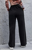 Woman regular fit Black cotton blend trouser