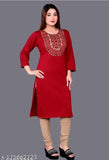 Women's Straight Embroidered Woolen Kurtis