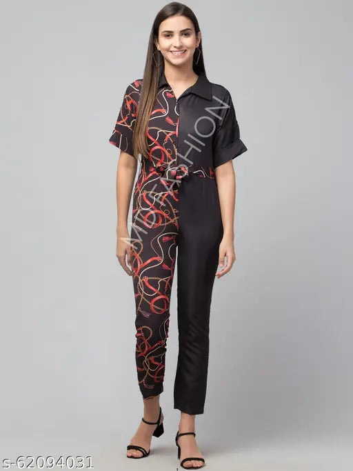 Dual Tone Heart/Love Printed Jumpsuit