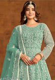 Jesani Creation WOMEN'S NET EMBROIDERED STAYLIST FREE SIZE GOWN UP TO 2XL WITH DUPATTA.