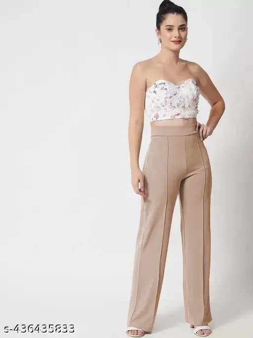 Stylish Women Trouser pants with high-rise bootcut bell-bottom Combo of 2