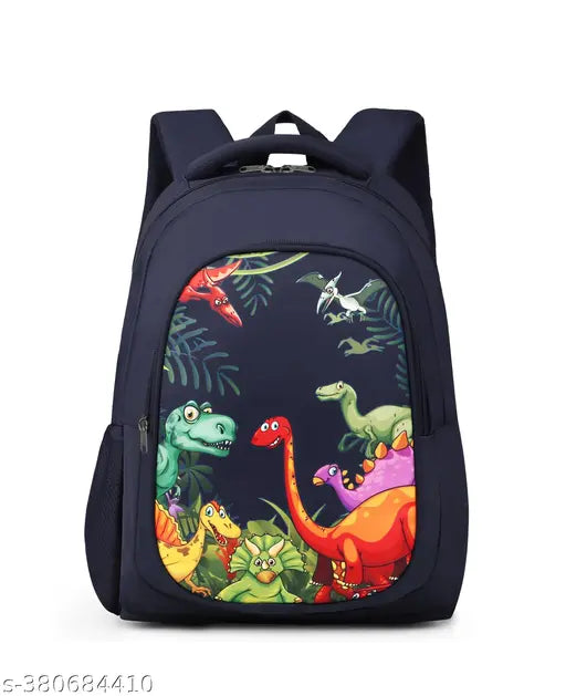 Frantic Waterproof Polyester 26 L School Backpack with Pencil/Staionery Pouch School Bag Daypack Picnic Bag For School Going Boys & Girls (Bk_Blue_Jurassic_24_A)