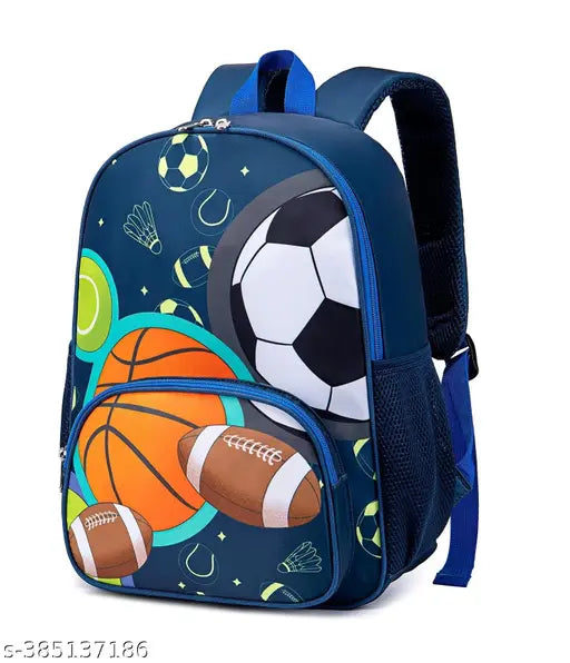 Polyester 26 L School Backpack With Pencil School Bag Class 1 to 8 Daypack(BK_Blue_Vollyball_24)