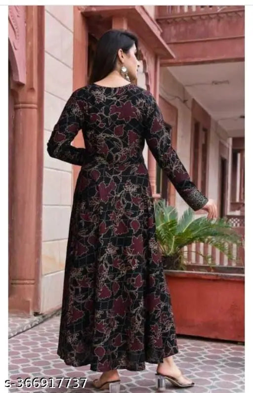 V Neck printed Anarkali Kurti for women