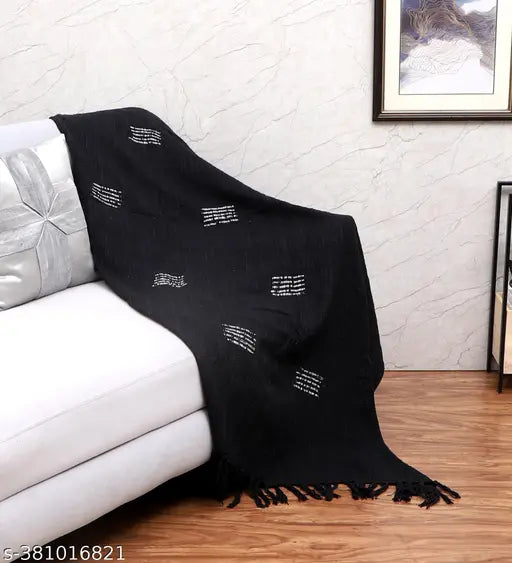 Black Cotton Pattern 50 x 60 Inch Throw