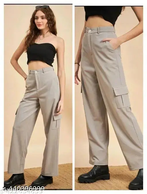 Sp/Four_Pocket_Cargo_Pant_High Rise_Stylish&lose_pant_look like slime and solid pant for woman