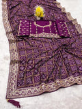 Women's Bandhani Printed Silk Saree with Unstitched Blouse