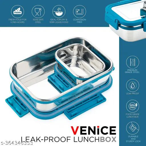 SUNITI Venice Premium Stainless Steel Lunch Box - Leak-Proof, Durable Easy to clean Tiffin box