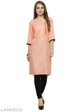 Enchanted Drapes Peach Solid Rayon Kurti