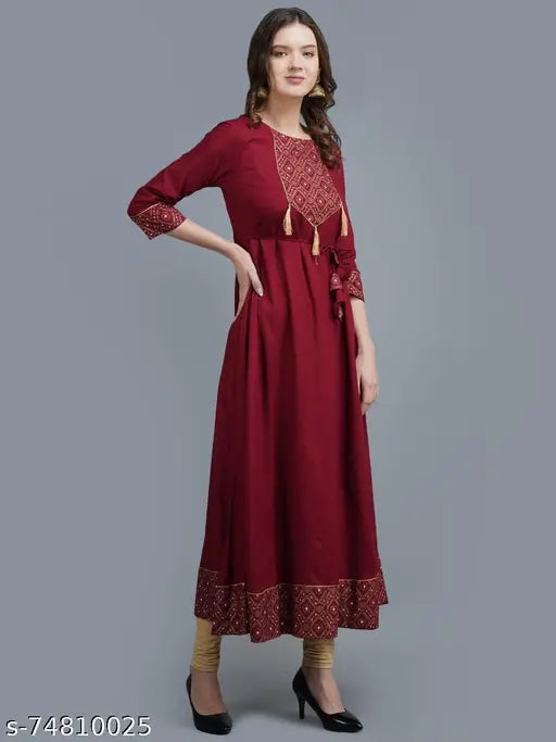 Womens rayon anarkali long kurta, trendy kurta, partywear kurta, festival kurta, wedding kurta