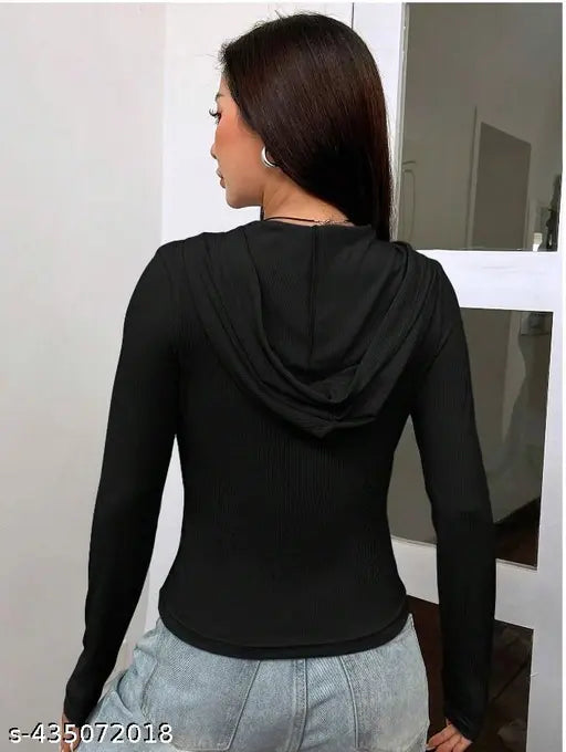 Fancy Fashionista Black Women Sweatshirts Hoodies For Womens/Girls