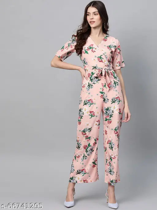 Zima Leto Women's Pastel Floral Printed Jumpsuit