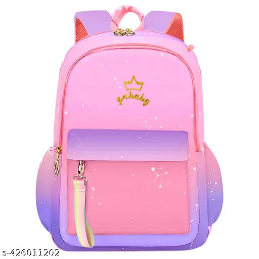 Durable School Backpack for Girls - Purple Gradient Design for Ages 6-12