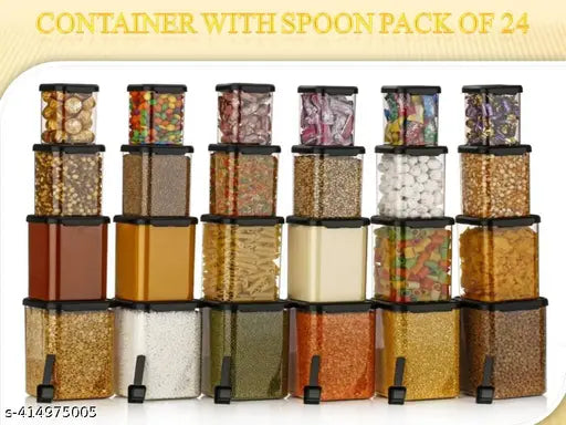 S R OLL PRODUCTS Pet Plastic Airtight Canister Set | Food grade and BPA free canisters | Durable & Shatterproof |Air tight seal & Stackable | Free from any kind of odor | Transparent |(350ml, 650ml, 950ml and 1400ml)