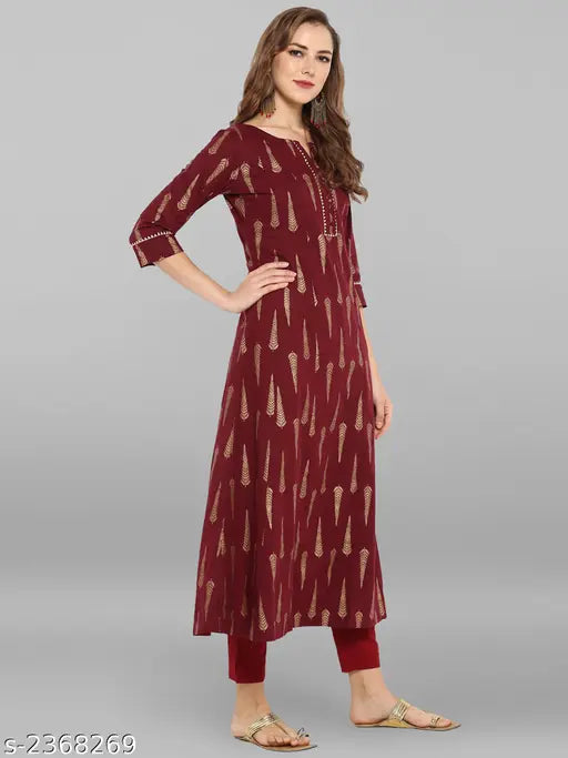 Janasya Women's Printed Cotton Kurti