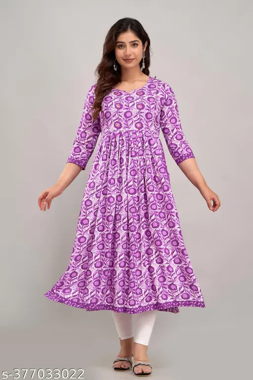 Purple color Rayon kurta for women